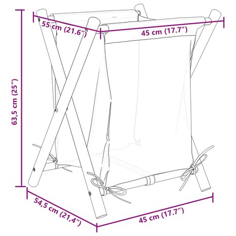 Wasmand 45x55x63,5 cm bamboe crèmewit 9