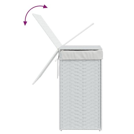 Wasmand met deksel 46x33x60 cm poly rattan wit 7