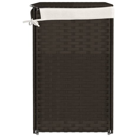 Wasmand met 2 vakken 53x35x57 cm poly rattan donkerbruin 5