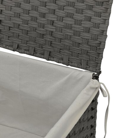 Wasmand met deksel 55,5x35x34 cm poly rattan grijs 8