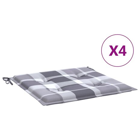Tuinstoelkussens 4 st 50x50x3 cm oxford stof ruitpatroon grijs 2