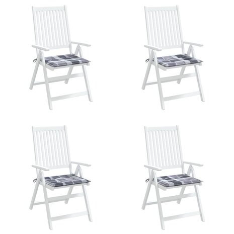 Tuinstoelkussens 4 st 50x50x3 cm oxford stof ruitpatroon grijs 4