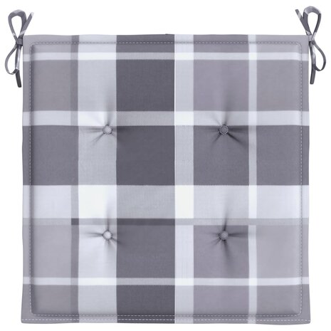 Tuinstoelkussens 4 st 50x50x3 cm oxford stof ruitpatroon grijs 5