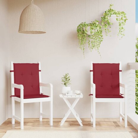 Tuinstoelkussens 2 st 100x50x3 cm oxford stof wijnrood 1