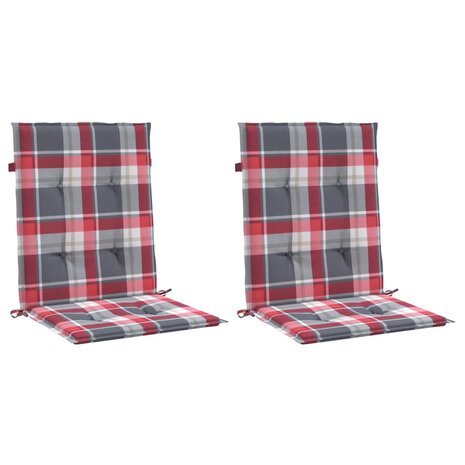 Tuinstoelkussens 2 st 100x50x3 cm oxford stof ruitpatroon rood 3