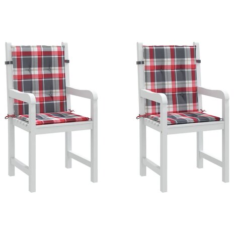 Tuinstoelkussens 2 st 100x50x3 cm oxford stof ruitpatroon rood 4