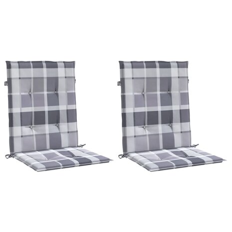 Tuinstoelkussens 2 st 100x50x3 cm oxford stof ruitpatroon grijs 3
