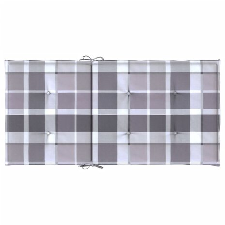 Tuinstoelkussens 2 st 100x50x3 cm oxford stof ruitpatroon grijs 7