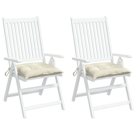Stoelkussens 2 st 40x40x7 cm stof crèmewit 4
