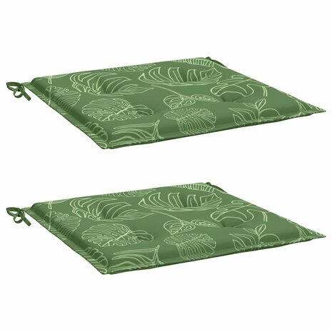 Stoelkussens 2 st bladpatroon 40x40x3 cm stof 3