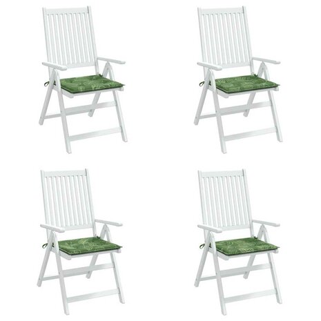 Stoelkussens 4 st bladpatroon 40x40x3 cm stof 4