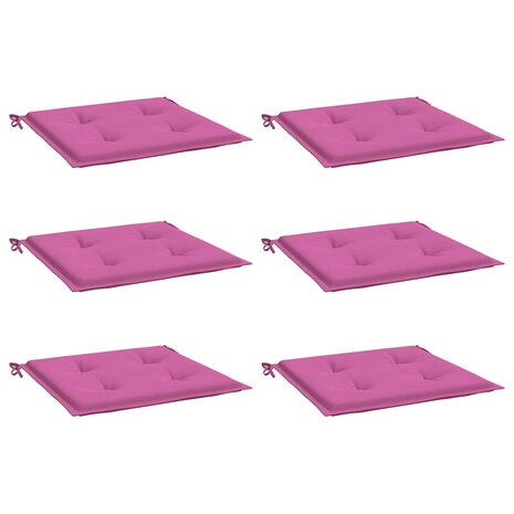 Tuinstoelkussens 6 st 40x40x3 cm stof roze 3