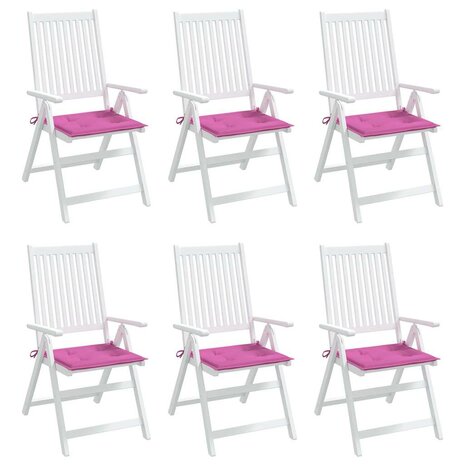 Tuinstoelkussens 6 st 40x40x3 cm stof roze 4