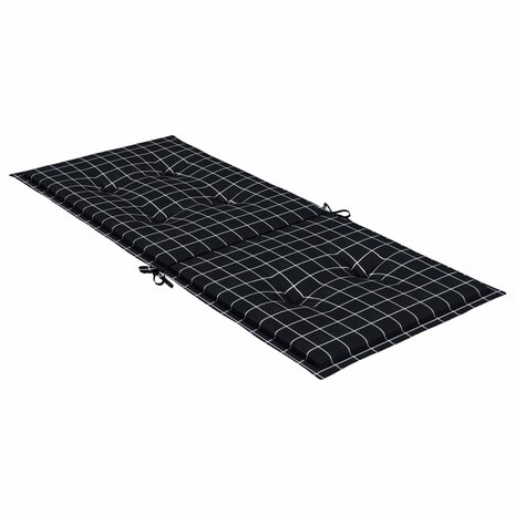 Stoelkussens 2 st hoge rug ruitpatroon stof zwart 5