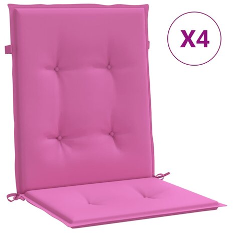 Stoelkussens 4 st lage rug stof roze 2