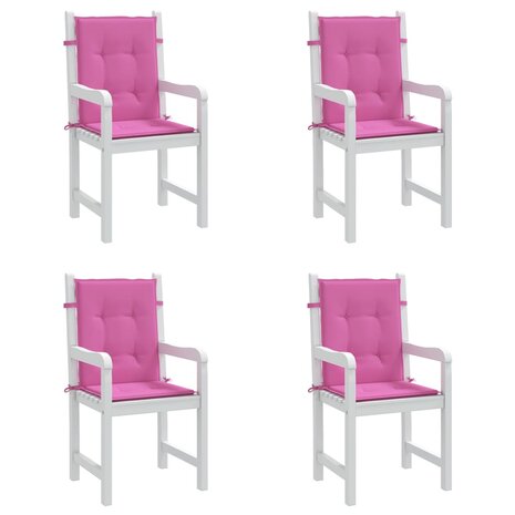 Stoelkussens 4 st lage rug stof roze 4