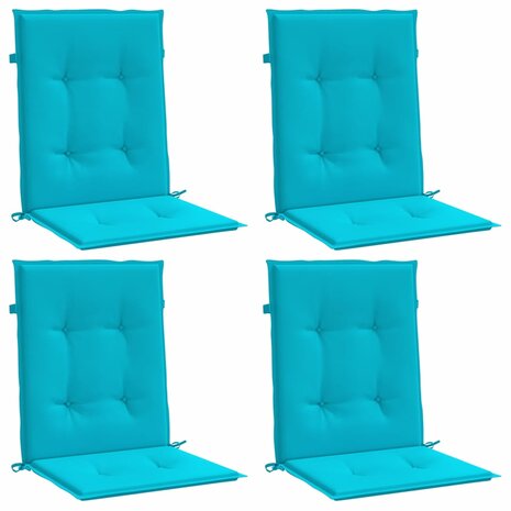Stoelkussens 4 st lage rug stof turquoise 2