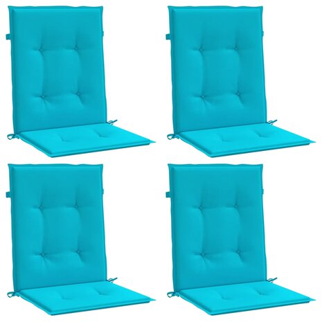 Stoelkussens 4 st lage rug stof turquoise 3