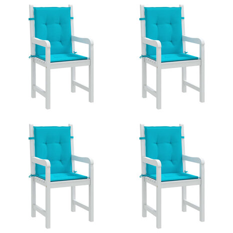Stoelkussens 4 st lage rug stof turquoise 4