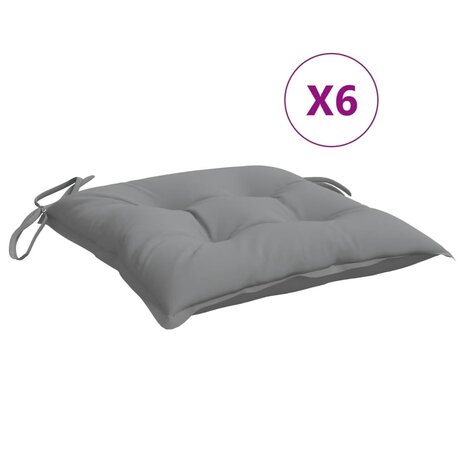 Stoelkussens 6 st 40x40x7 cm oxford stof grijs 2