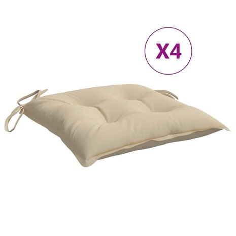Stoelkussens 4 st 40x40x7 cm oxford stof beige 2