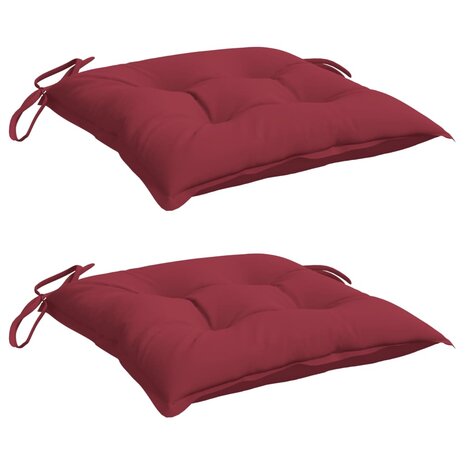 Stoelkussens 2 st 40x40x7 cm oxford stof wijnrood 3