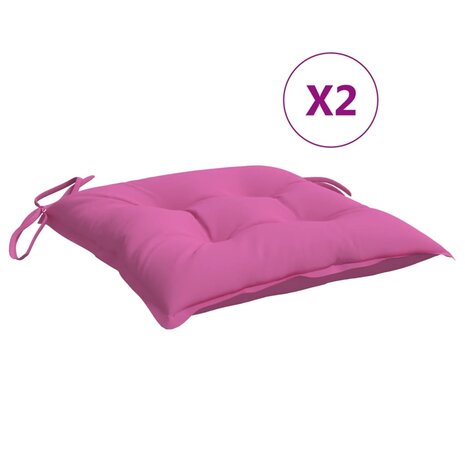 Stoelkussens 2 st 40x40x7 cm stof roze 2
