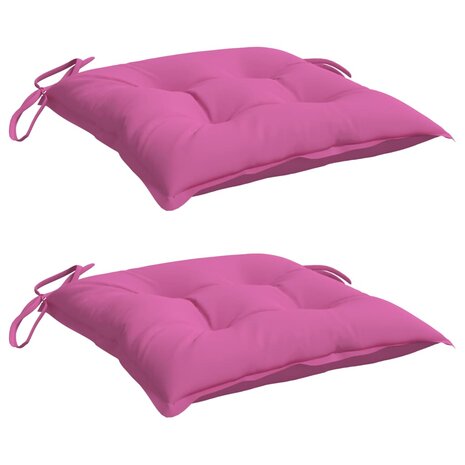 Stoelkussens 2 st 40x40x7 cm stof roze 3
