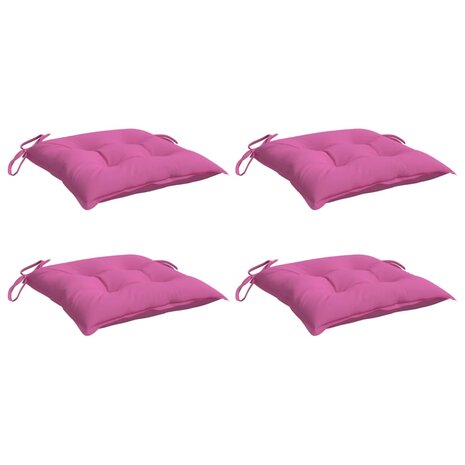 Stoelkussens 4 st 40x40x7 cm stof roze 3