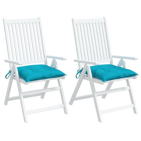 Stoelkussens 2 st 40x40x7 cm stof turquoise 4