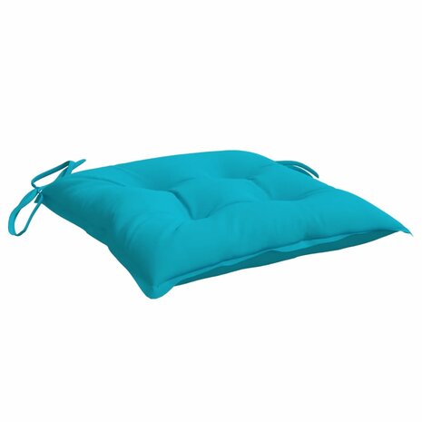 Stoelkussens 2 st 40x40x7 cm stof turquoise 5