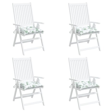 Stoelkussens 4 st 50x50x7 cm stof bladpatroon 4