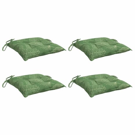 Stoelkussens 4 st bladpatroon 50x50x7 cm stof 3