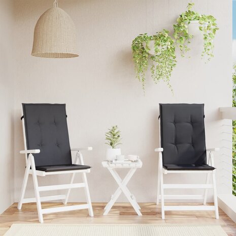 Stoelkussens 2 st hoge rug 120x50x4 cm stof gemêleerd antraciet 4