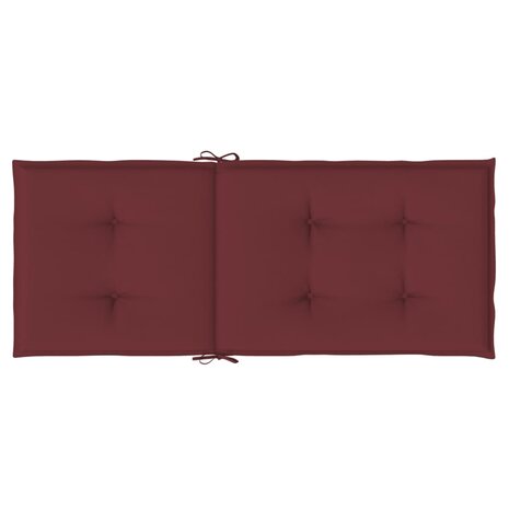 Stoelkussens 2 st hoge rug 120x50x4 cm stof gemêleerd wijnrood 7