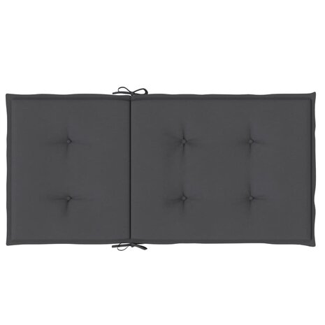 Stoelkussens 2 st lage rug 100x50x4 cm stof gemêleerd antraciet 7