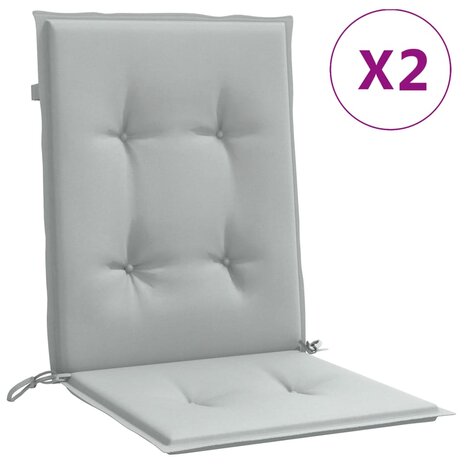 Stoelkussens 2 st lage rug 100x50x4 cm stof lichtgrijs 2