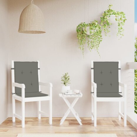 Stoelkussens 2 st lage rug 100x50x4 cm stof donkergrijs 4
