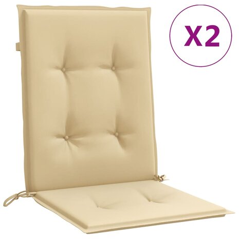 Stoelkussens 2 st lage rug 100x50x4 cm stof gemêleerd beige 2