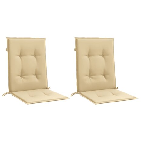 Stoelkussens 2 st lage rug 100x50x4 cm stof gemêleerd beige 3
