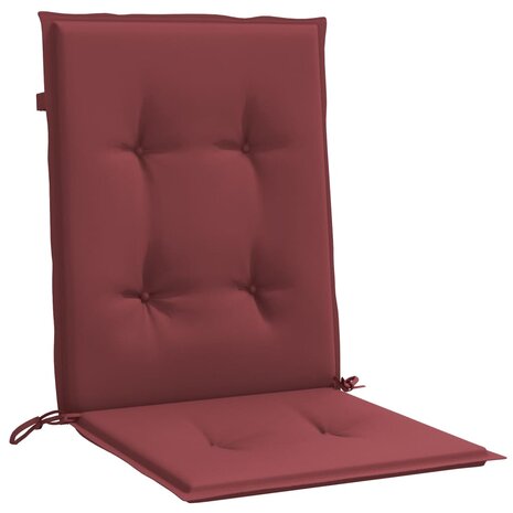 Stoelkussens 2 st lage rug 100x50x4 cm stof gemêleerd wijnrood 5