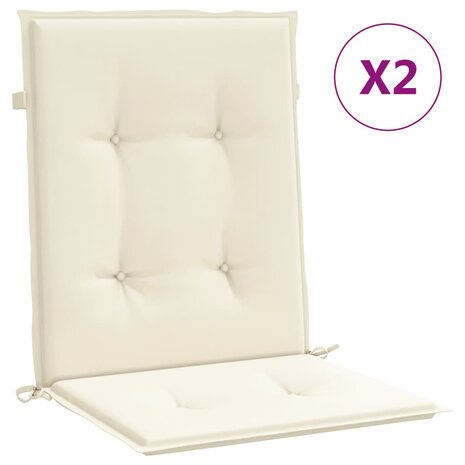 Tuinstoelkussen lage rug 2 st 100x50x3 cm oxford stof crème 2
