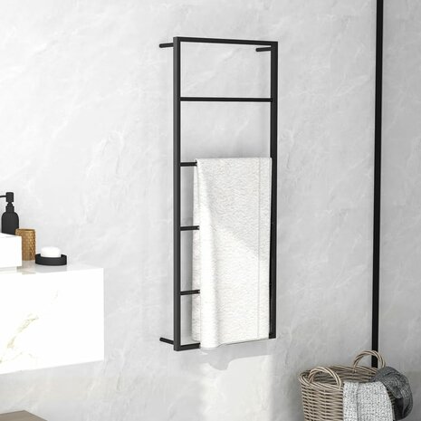 Handdoekenrek 45x10x115 cm staal zwart 1