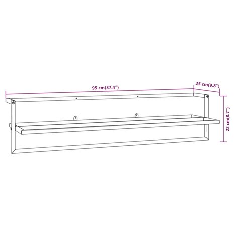 Handdoekenrek 95x25x22 cm ijzer wit 7