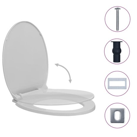 Toiletbril soft-close en quick-release ovaal lichtgrijs 2