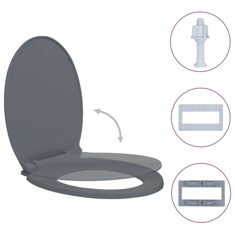 Toiletbril soft-close ovaal grijs 2