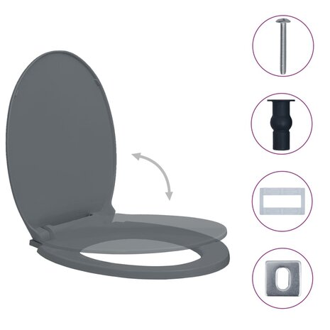 Toiletbril soft-close en quick-release ovaal grijs 2