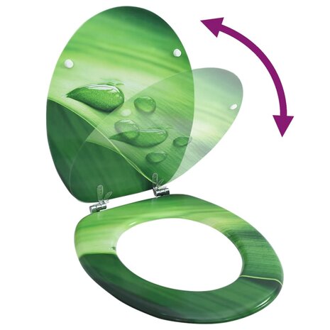 Toiletbril met deksel waterdruppel MDF groen 2