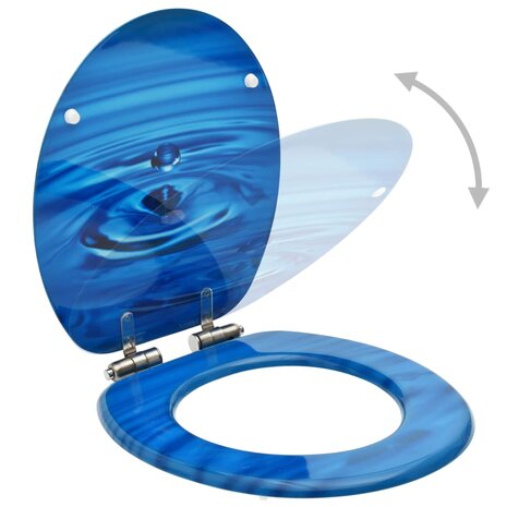 Toiletbril met soft-close deksel waterdruppel MDF blauw 2