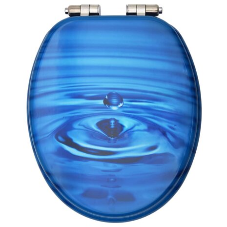 Toiletbril met soft-close deksel waterdruppel MDF blauw 5